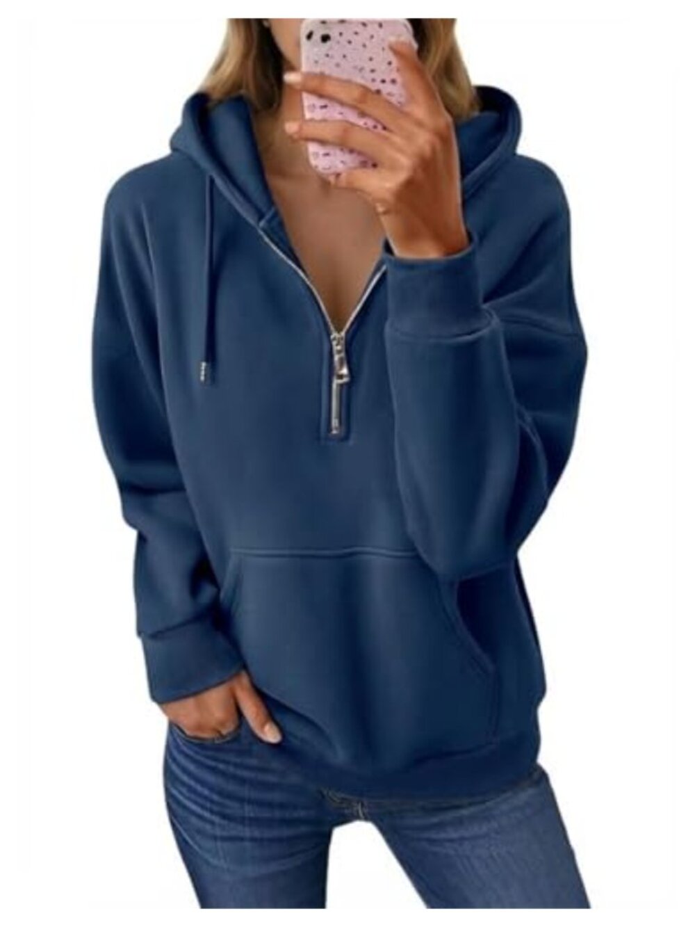 Women's Quarter Zip Hoodie Fleece Pullover with Pocket
